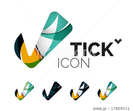 Set of abstract OK and tick icons, business Set of abstract OK and tick icons, business 17809511