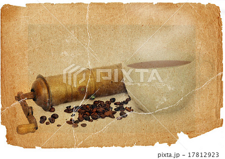 coffee mill and beans in grunge style 17812923