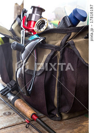 fishing tackles and lures in open handbag fishing tackles and lures in open handbag 17816197