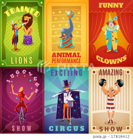Circus 6 flat banners composition poster 17816412