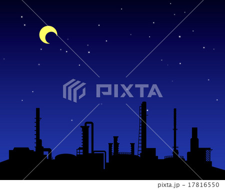Oil refinery industry silhouette at night Oil refinery industry silhouette at night 17816550