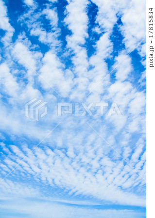 雲　綿雲　積雲　層積雲もしくは高積雲　青い空　白い雲　秋の空　背景用素材　クラウド　青空　合成用背景 17816834