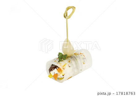 mini canape with meat and vegetables on a white ba mini canape with meat and vegetables on a white ba 17818763