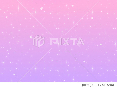 ピンクから紫のパステルカラーグラデーションとキラキラな星 ロマンチックで可愛い背景素材 横のイラスト素材
