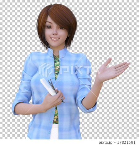 引導女性美髮師燙髮3DCG例證材料 17821591