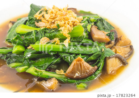 chinese broccoli fried with oyster sauce in the plate 17823264
