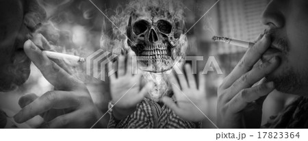 Skull No smoking with adult, world no tobacco day 17823364