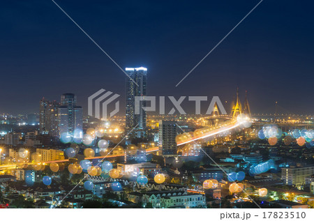 Bangkok cityscape that can see The Bhumibol Bridge at twilight, Bangkok cityscape that can see The Bhumibol Bridge at twilight, 17823510
