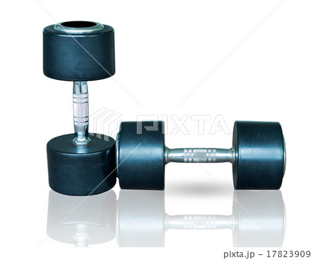 Big black dumbbells on white background 17823909
