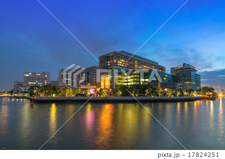 Modern Building river side at evening time, hospital building in 17824251