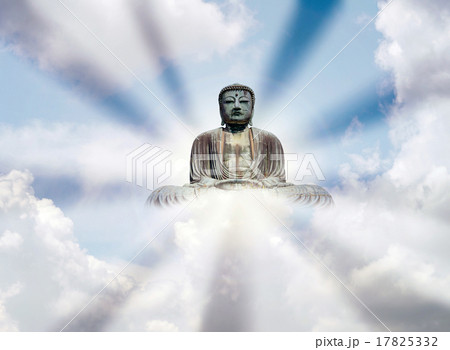 The Big Buddha (Daibutsu) over the cloud and sky with sun ray The Big Buddha (Daibutsu) over the cloud and sky with sun ray 17825332
