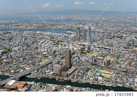 大阪市港区を空撮の写真素材