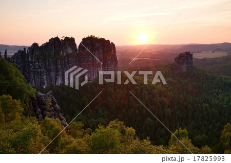 Popular climbers resort in Saxony park, Germany 17825993