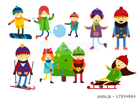 Christmas kids playing winter games Christmas kids playing winter games 17834664