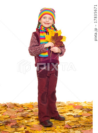 girl on autumn leaves studio shoot 17835671