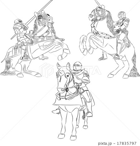 vector outline of mounted knights 17835797