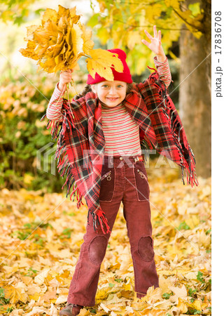 little girl in autumn park 17836708