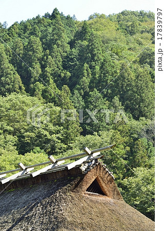 茅葺き屋根のある山間の風景 茅葺き屋根のある山間の風景 17839797