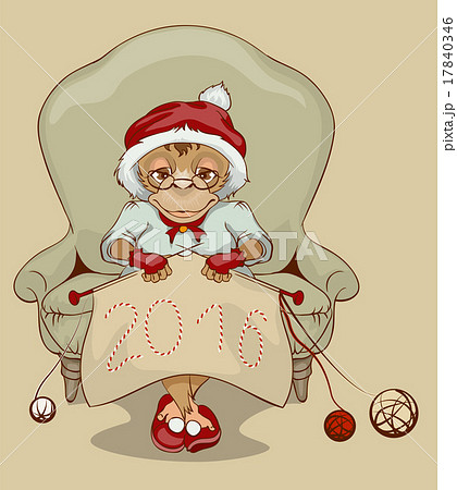 Christmas Monkey Santa is sitting in chair 17840346