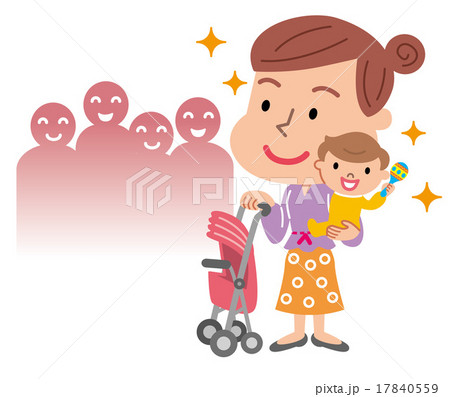 畳んだベビーカー 赤ちゃん ママ イラスト 畳んだベビーカー 赤ちゃん ママ イラスト 17840559