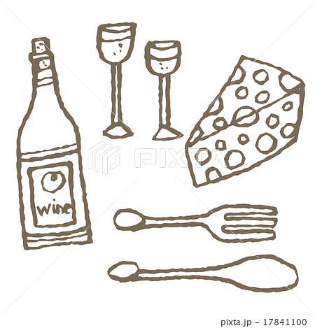 チーズとワインのイラスト素材
