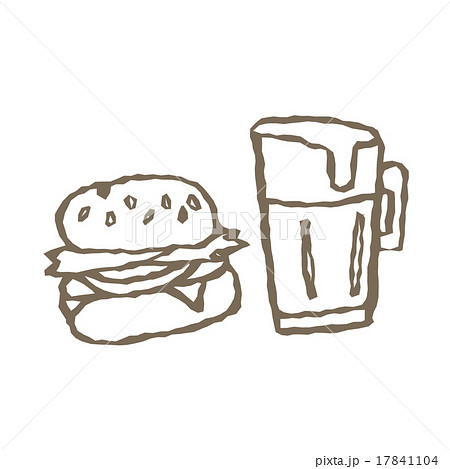 ハンバーガーとビールのイラスト素材
