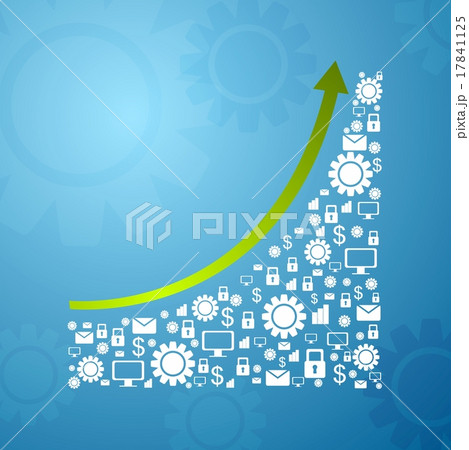 Abstract growing graph with communication icons Abstract growing graph with communication icons 17841125