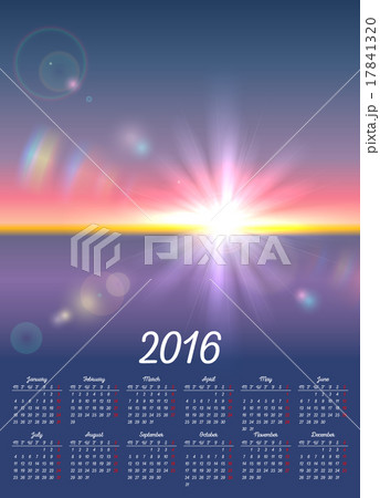 Calendar 2016 with sunny landscape 17841320