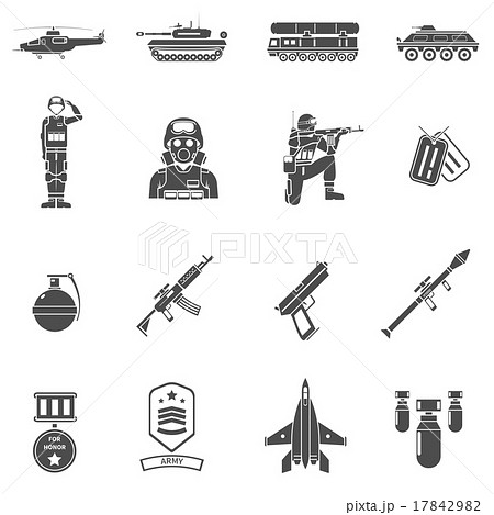 Army Black White Icons Set Army Black White Icons Set 17842982