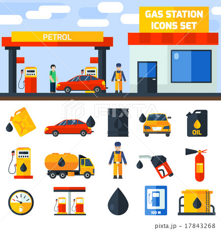 Gas petrol station icons collection banner 17843268