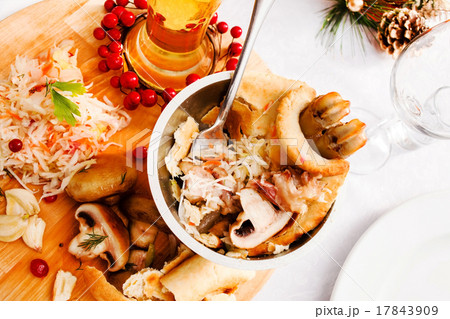 Mushroom Pot-Pie on Christmas table Mushroom Pot-Pie on Christmas table 17843909