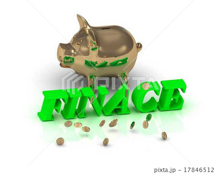 FINACE- inscription green letters and gold Piggy 17846512