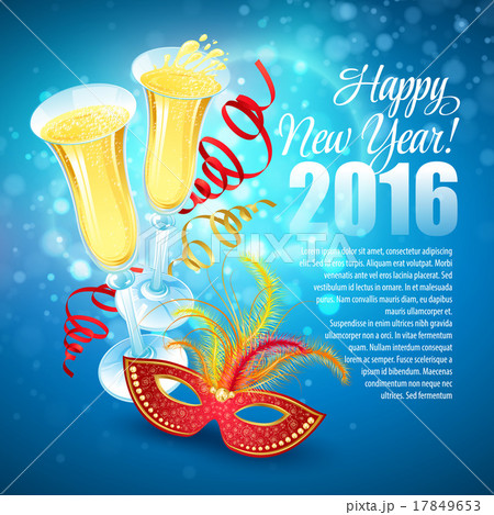 Masquerade mask and champagne. Happy New Year 17849653