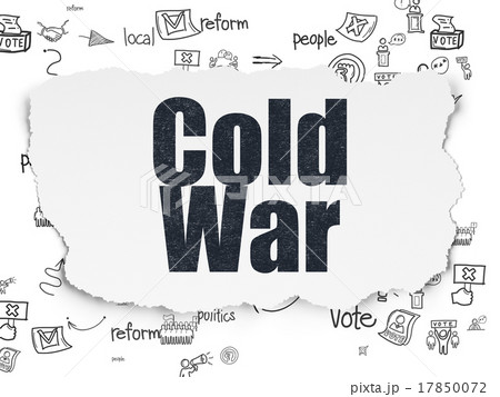 Politics concept: Cold War on Torn Paper 17850072