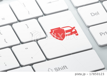 Insurance concept: Car And Shield on computer Insurance concept: Car And Shield on computer 17850123