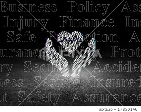 Insurance concept: Heart And Palm in grunge dark 17850146