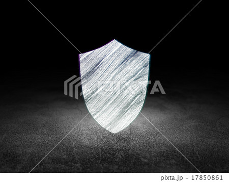 Security concept: Shield in grunge dark room 17850861