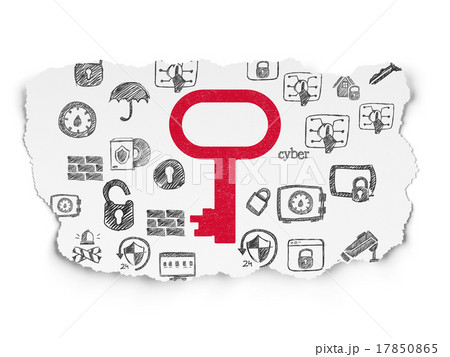 Safety concept: Key on Torn Paper background 17850865