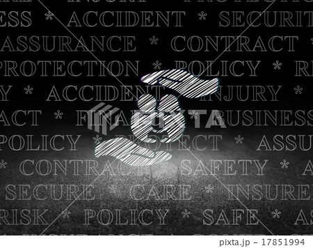 Insurance concept: Family And Palm in grunge dark Insurance concept: Family And Palm in grunge dark 17851994