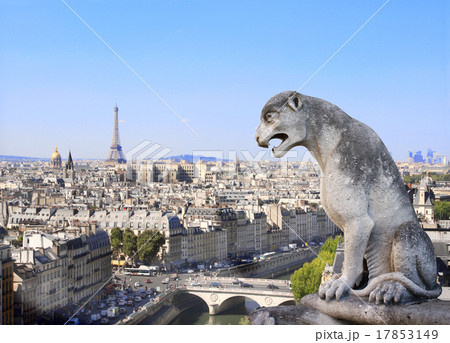 Gargoyle overlooking Paris, Notre Dame de Paris Gargoyle overlooking Paris, Notre Dame de Paris 17853149
