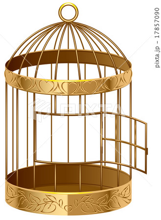 Open gold birdcage. An empty birdcage 17857090 PIXTA