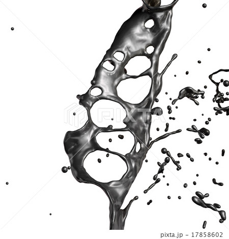 Splash of black fuel oil isolated on white backgroのイラスト素材 [17858602 ...