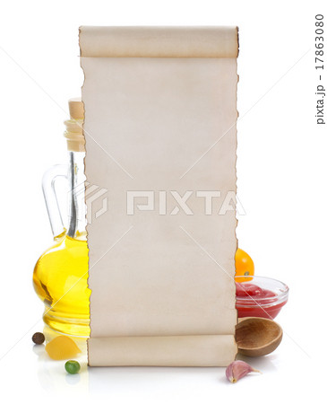 food ingredients and paper isolated on white food ingredients and paper isolated on white 17863080