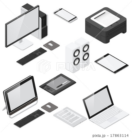 Computer and office devices isometric icon set Computer and office devices isometric icon set 17863114