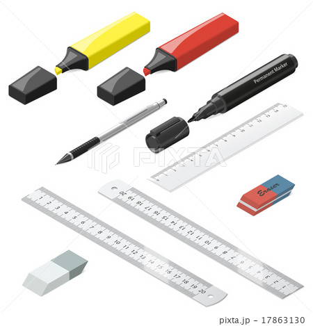 Stationery isometric icons set 17863130