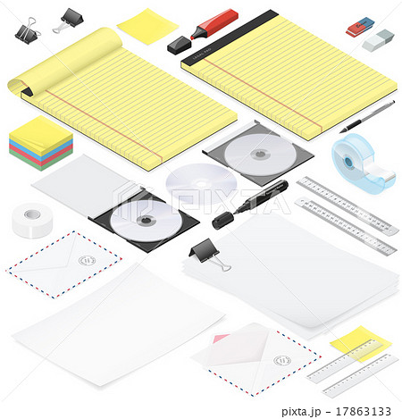 Office stationery detailed isometric icon set 17863133