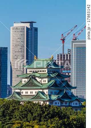 名古屋城と高層ビル群 17863142