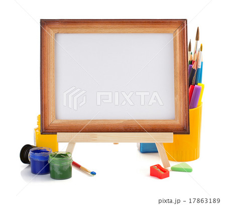 paint supplies and frame isolated on white paint supplies and frame isolated on white 17863189