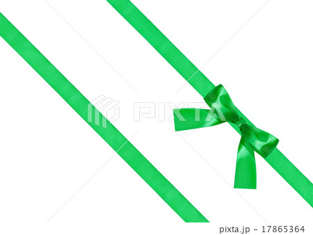 one green bow knot on two diagonal silk ribbons one green bow knot on two diagonal silk ribbons 17865364
