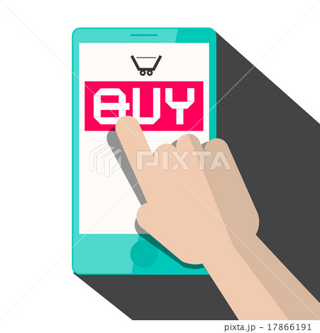 Flat Design Vector Hand Touching Smart Phone 17866191